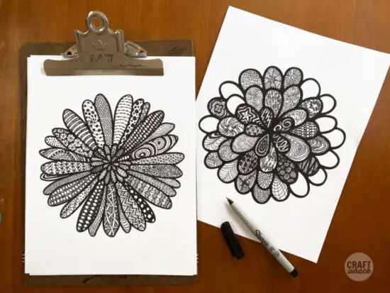 Ultra Relaxing Tangle Flower Drawing (With Free Printable) – Craftwhack