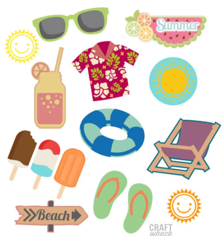 summer beach stickers made on Cricut Maker
