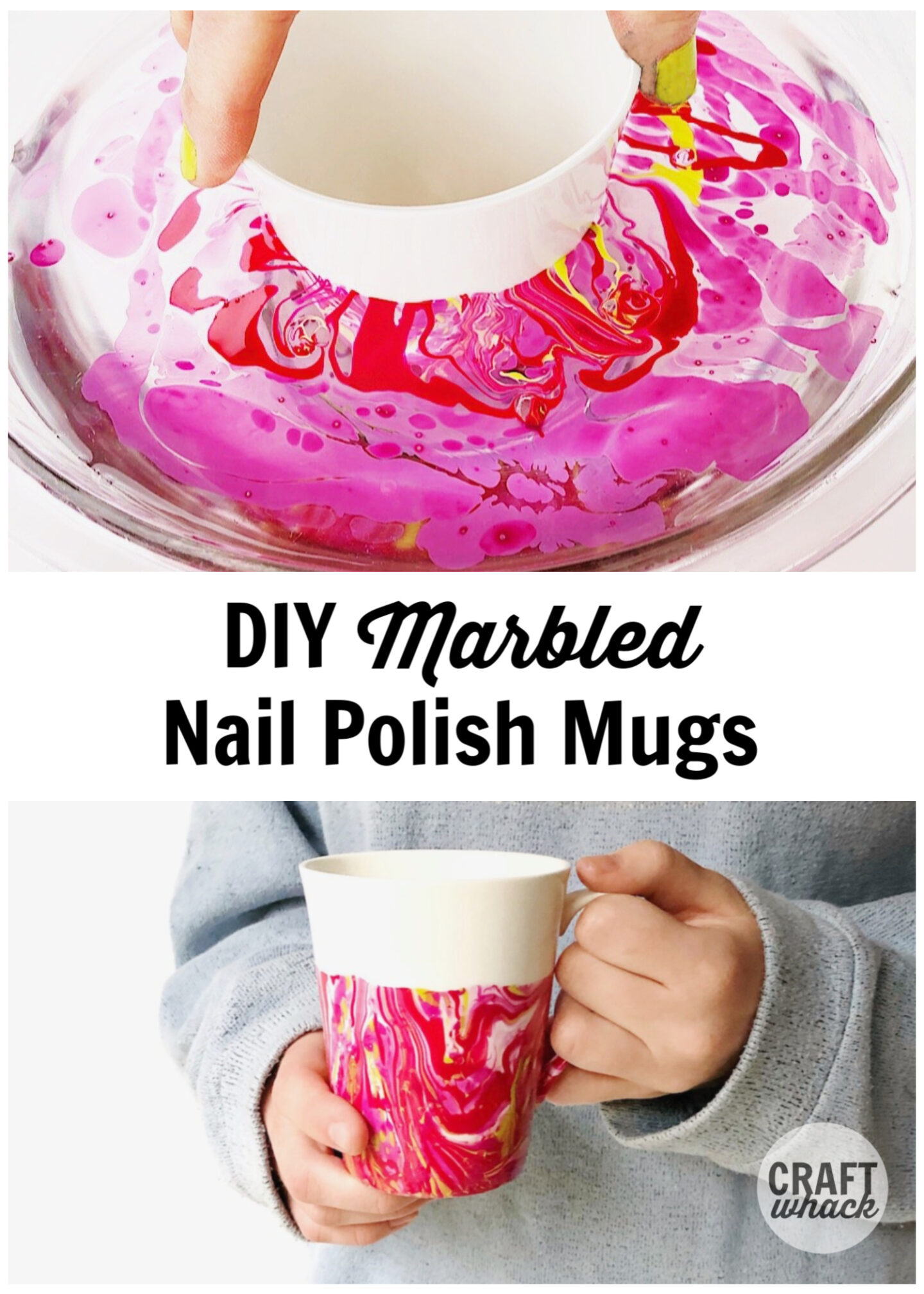 mugs craft marbled with nail polish
