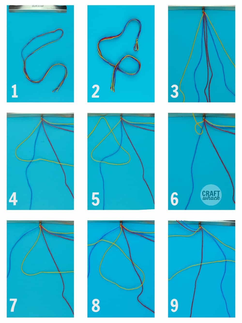 steps for making a friendship bracelet with embroidery thread