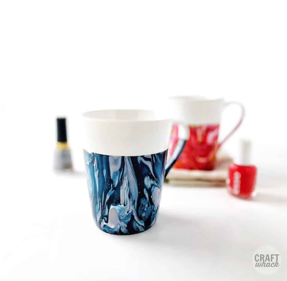 nail polished marbled mugs