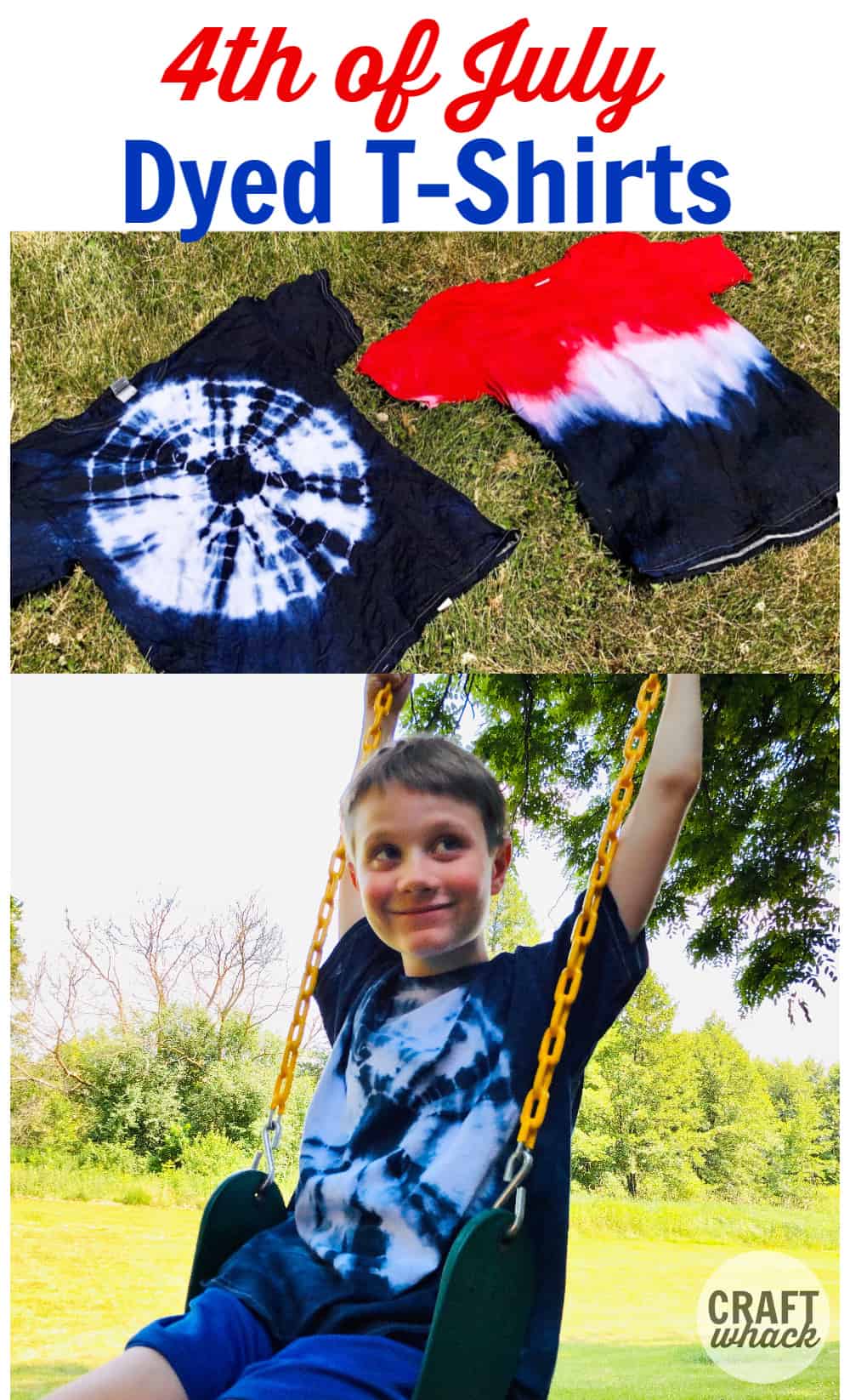 2 dyed t-shirts for 4th of july craft