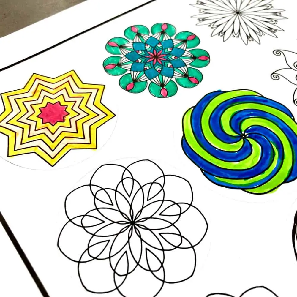 Coloring stickers made on the Cricut 