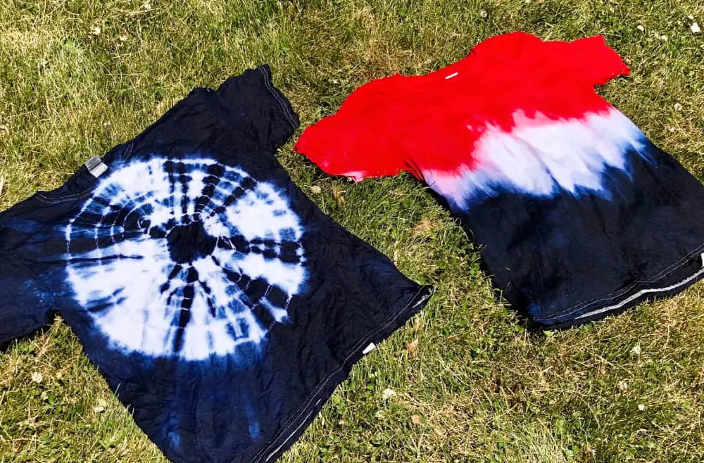 2 dyed shirts red white and blue for 4th of july