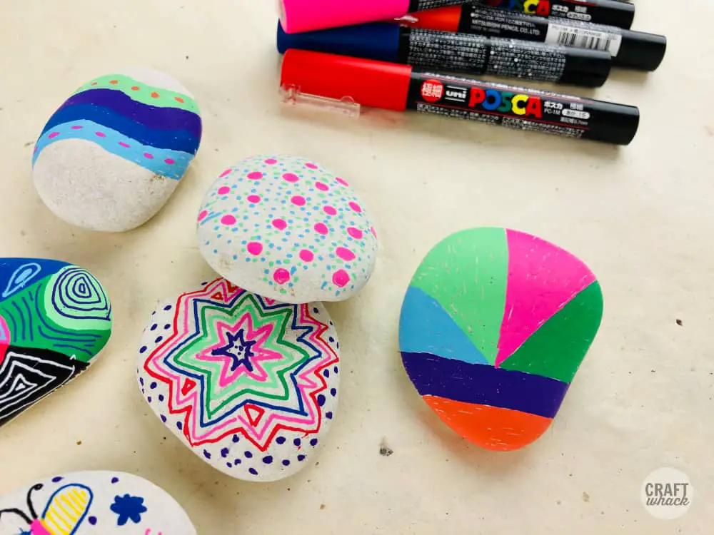 posca paint markers and rocks