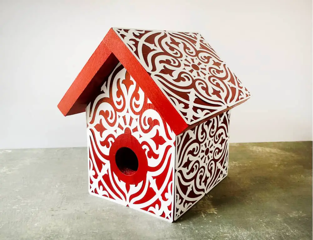 diy painted stenciled birdhouse