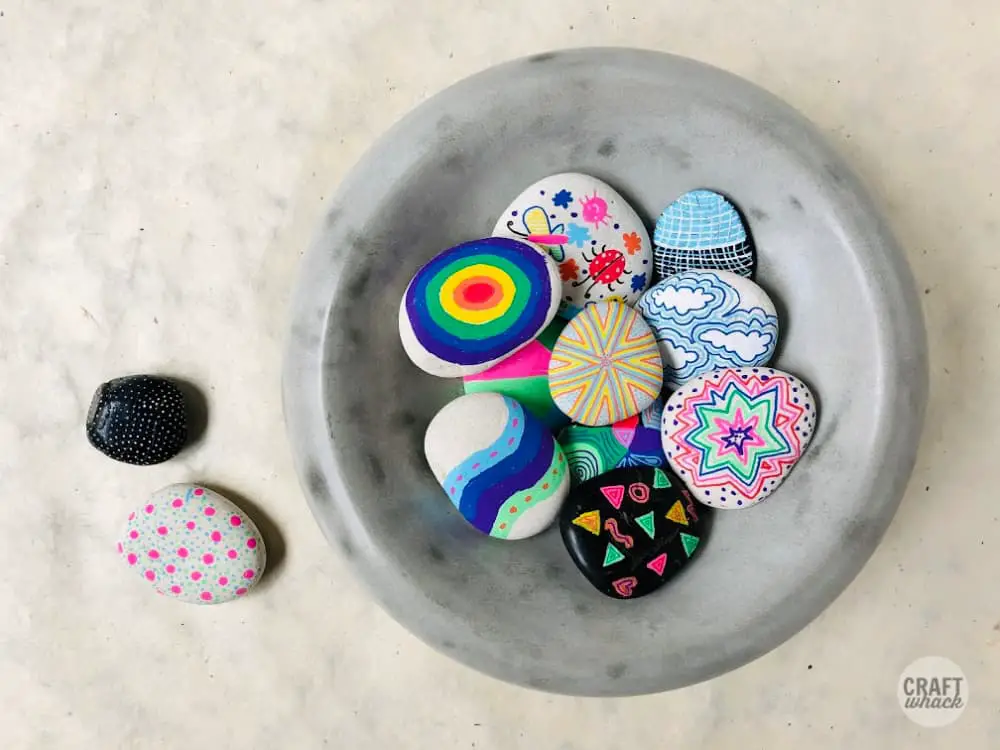 bowl with painted rocks