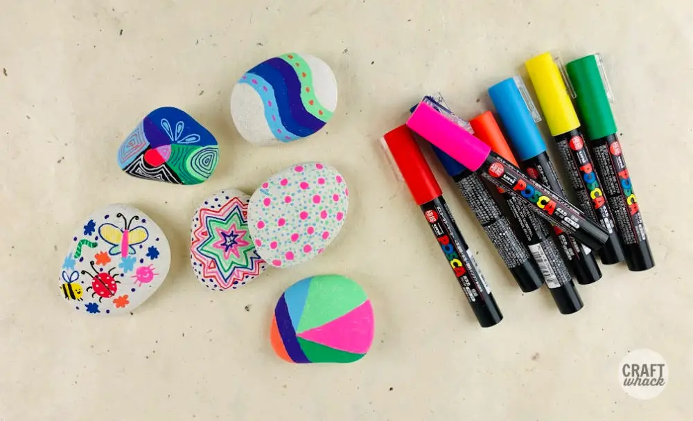 decorated rocks with posca pens