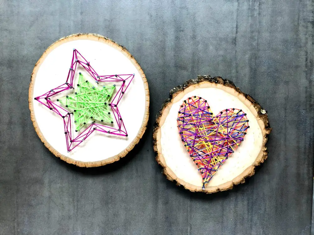 diy string art heart and star