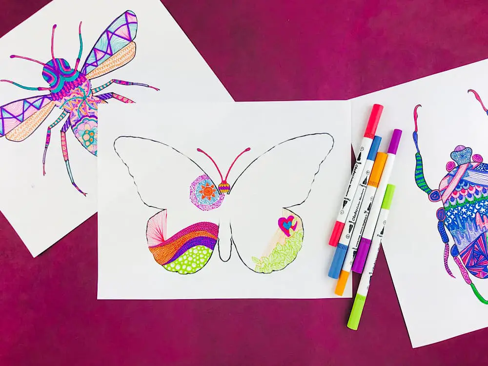 zentangle insects to print out and doodle in