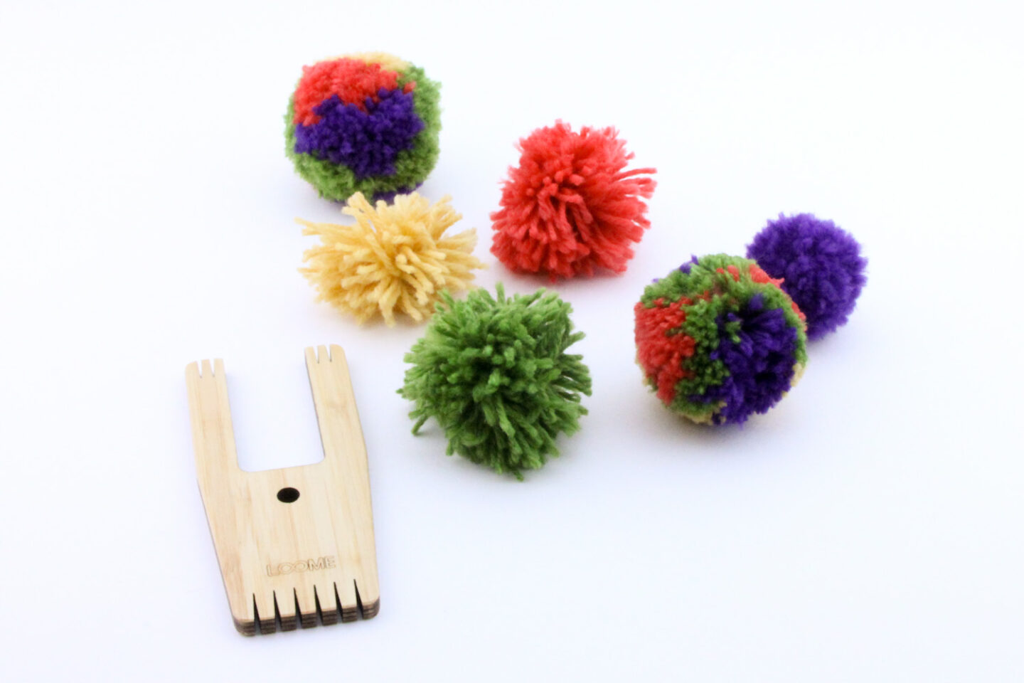 Multicolored pom-poms