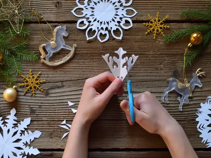 Easy Watercolor Resist DIY Snowflake Ornaments - Projects with Kids