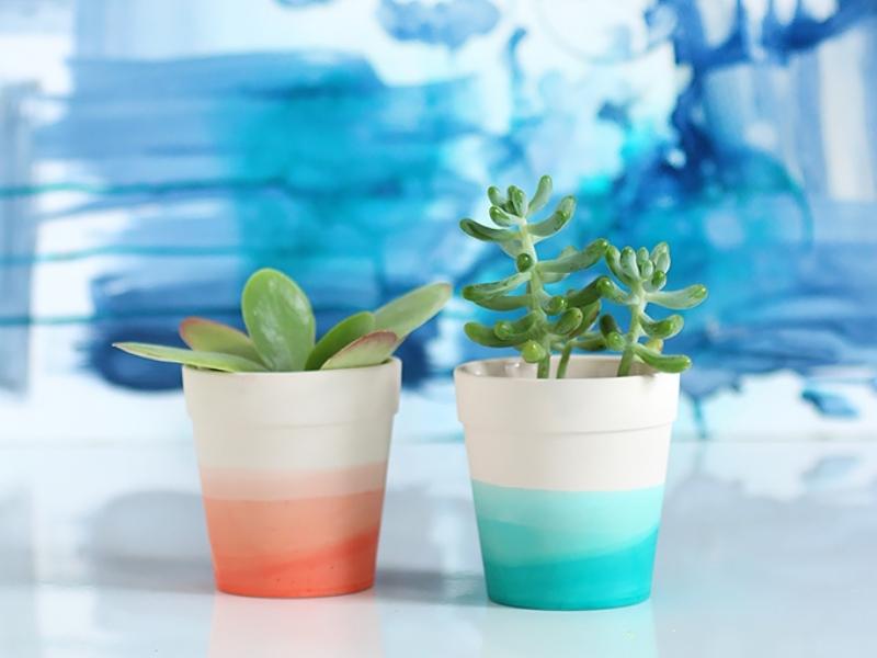 Half-Dipped Terra Cotta Flower Pots