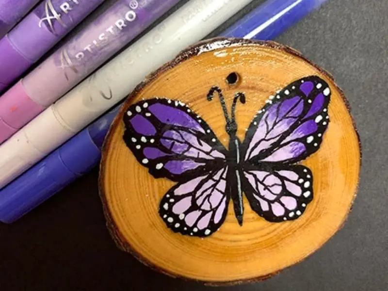 Butterfly Wood Slice Painting