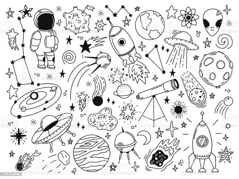 Outer space Drawing, Space, angle, simple, text png | PNGWing
