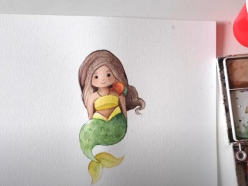 Cute Watercolor Mermaid