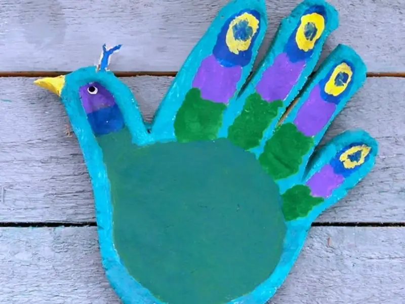 Handprint Salt Dough Peacock