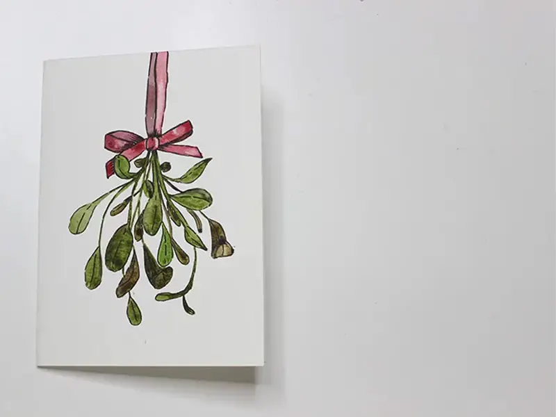 Mistletoe Watercolour Christmas Card