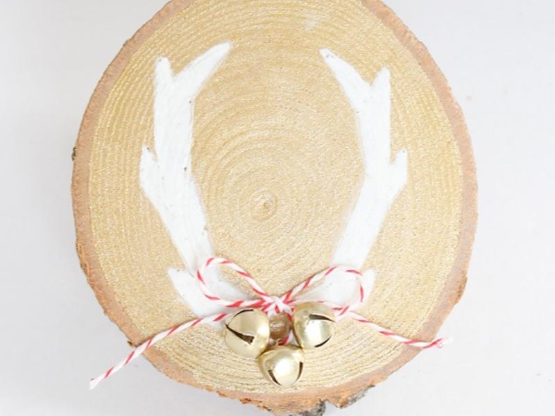 Reindeer Antler Wood Slice Ornaments