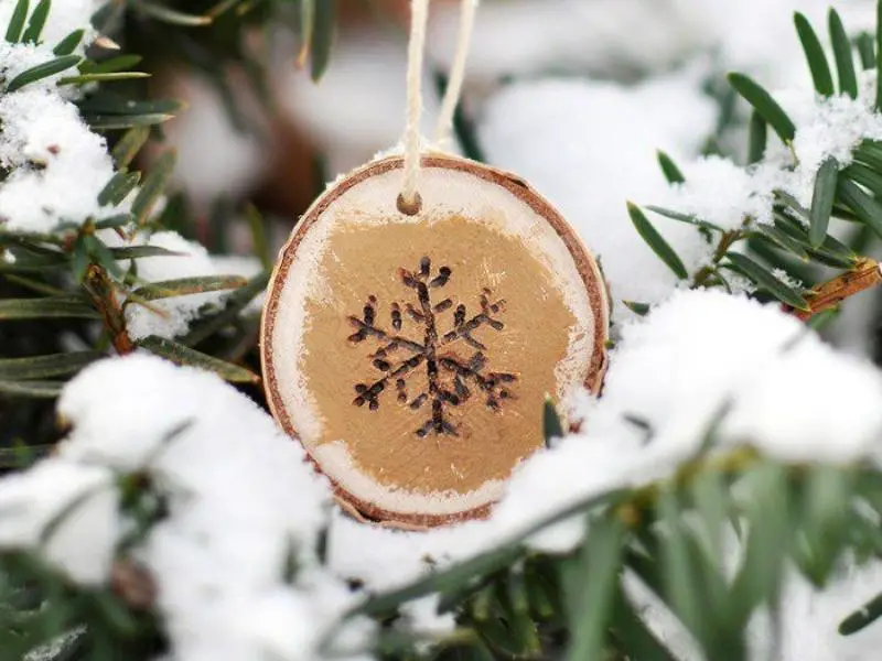 Wood Burned Snowflake Ornaments