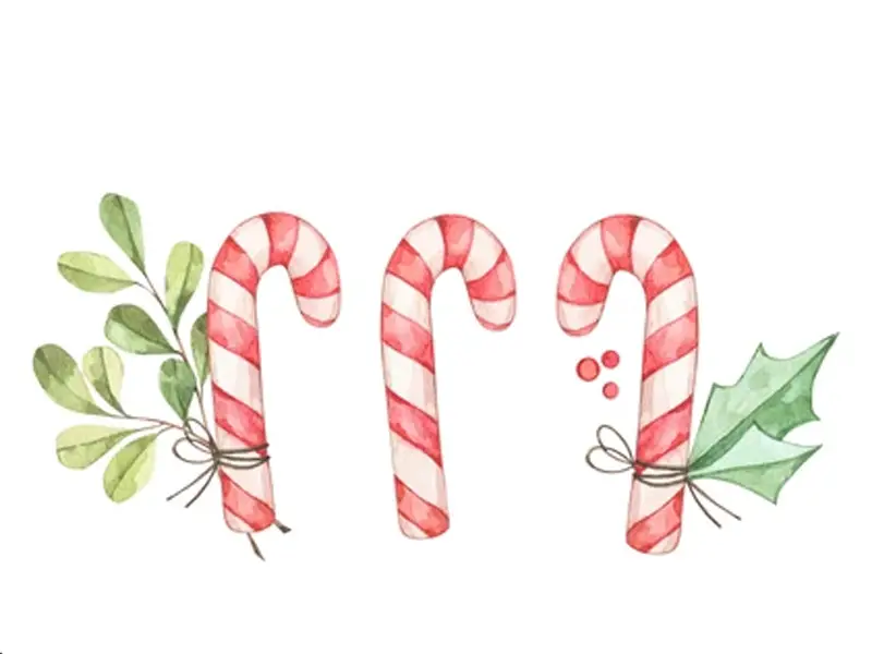 Candy Cane Watercolor Painting