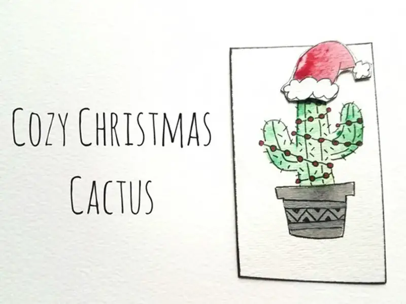 Watercolor Christmas Cactus