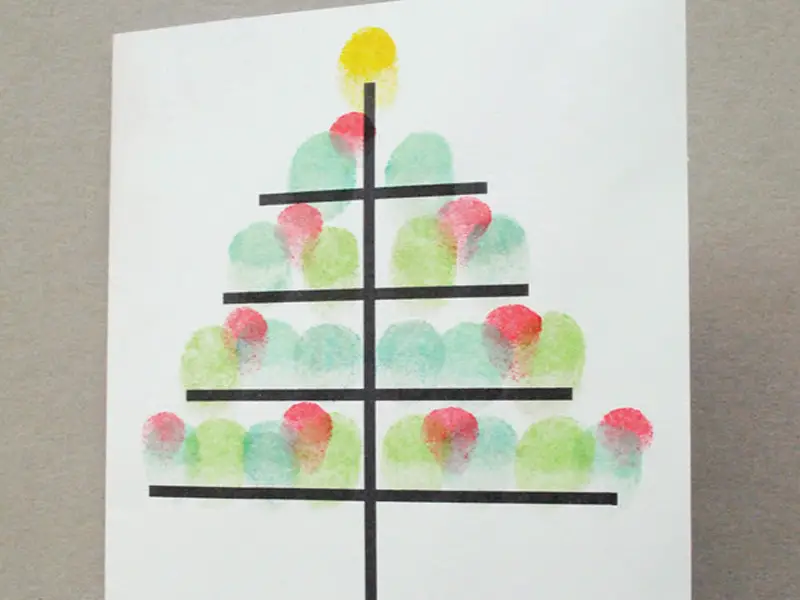 Fingerprint Christmas Tree Cards