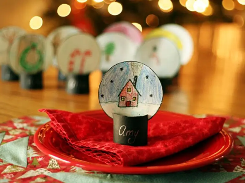 Winter Snow Globe Place Cards