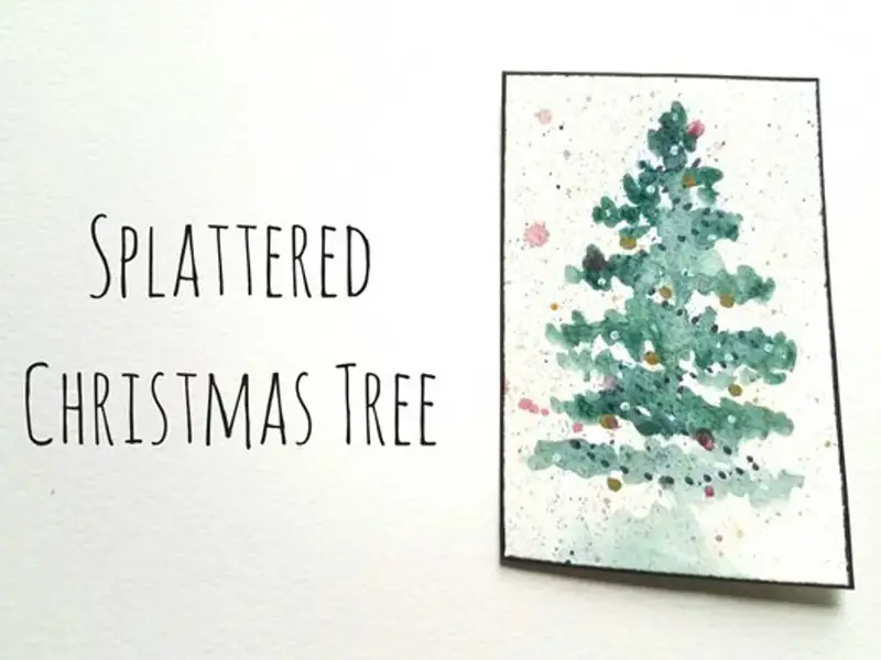 Splattered Watercolor Christmas Tree