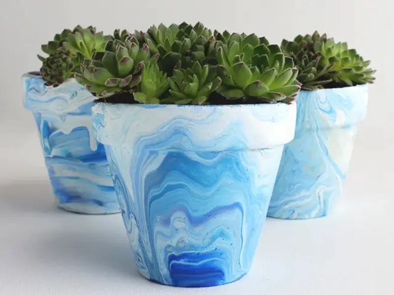 DIY Marbled Terracotta Pots