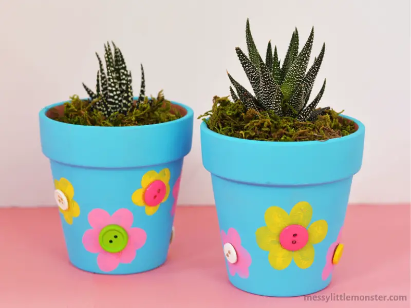 Fingerprint and Button Flower Pots