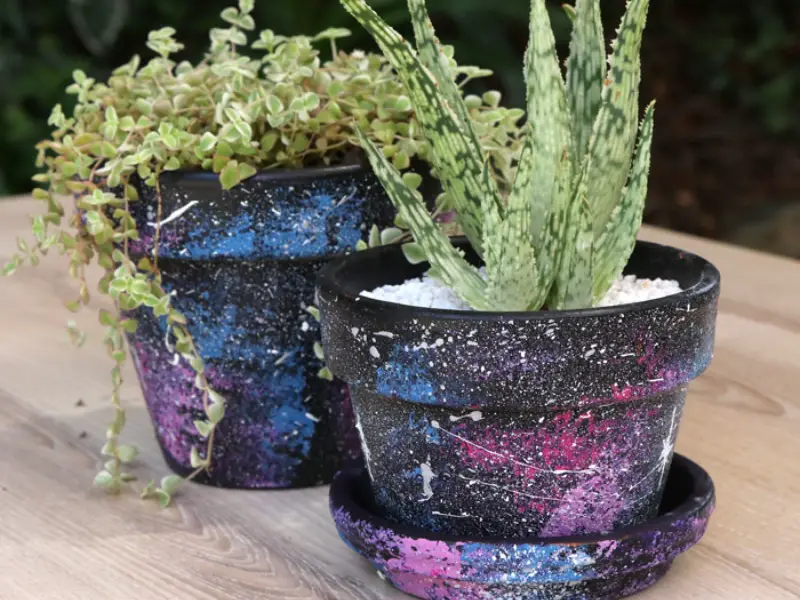 Galaxy Painted Pot