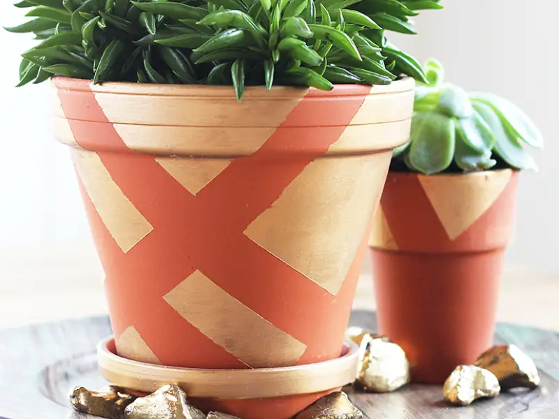 Geometric Painted Terracotta Pots