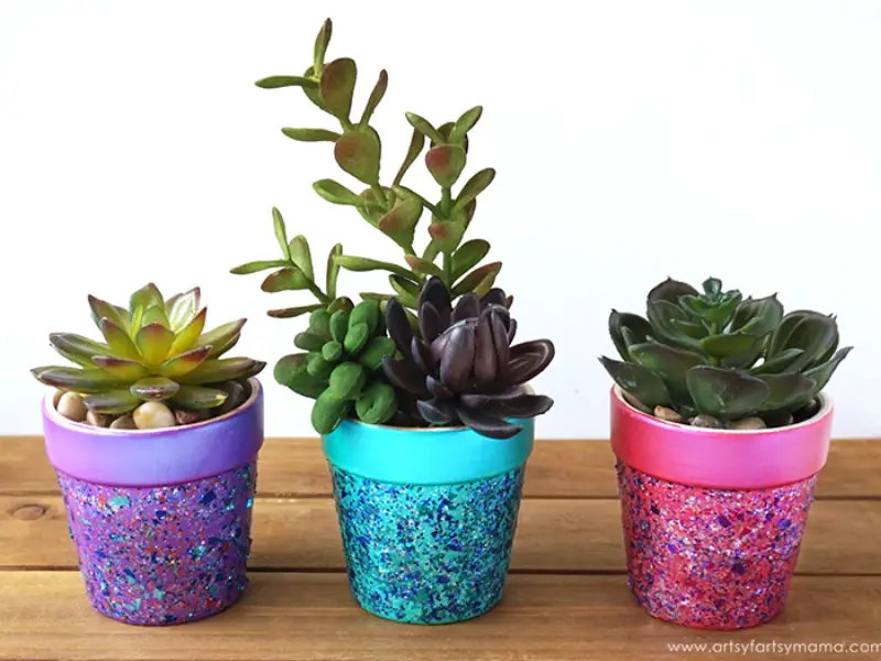 Glitter Flower Pots