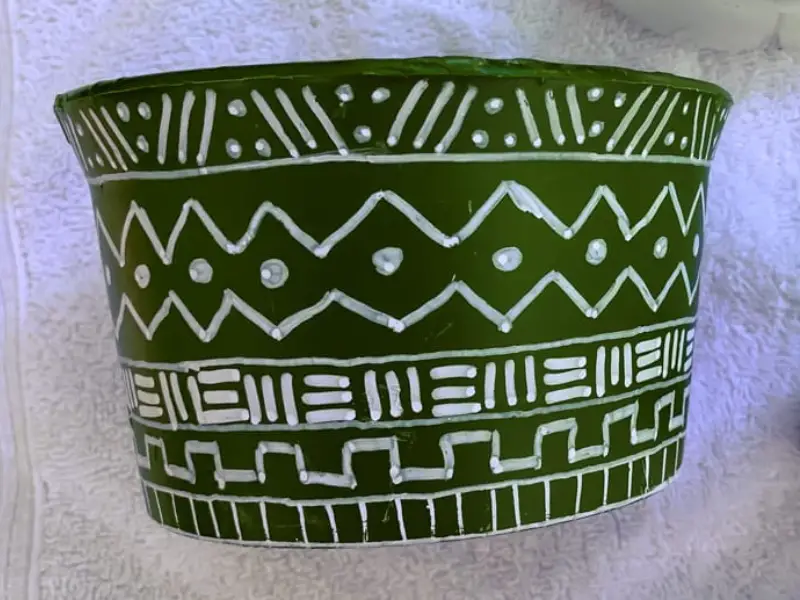 Painted Pots With Mud Cloth Patterns