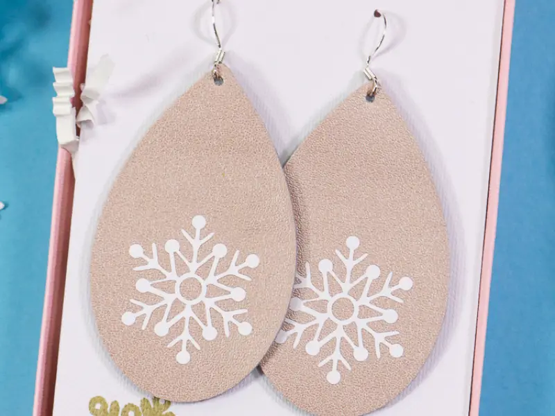 Cricut Snowflake leather earrings