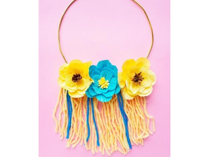 DIY Yarn Floral Wall Hanging