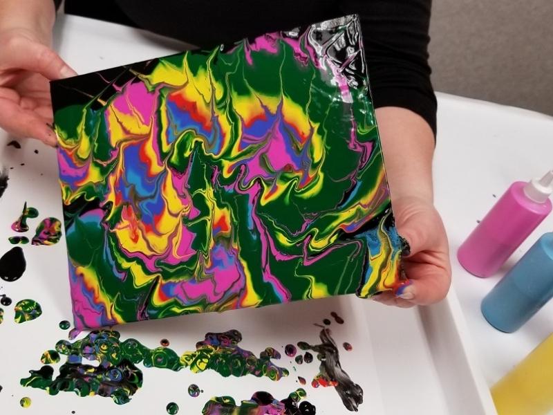 Paint Pouring With Tempera Paint