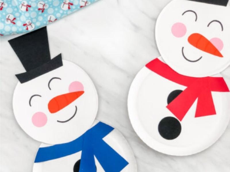 Snowman Paper Plate Craft for Kids