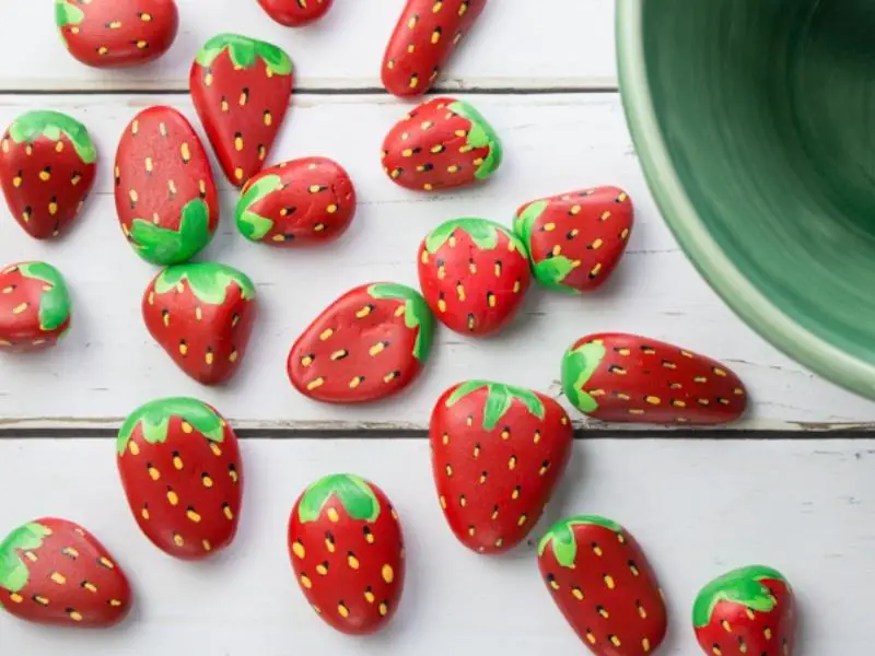 Sweet Strawberry Painted Rocks