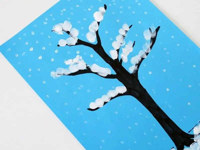 Winter Tree Finger Painting