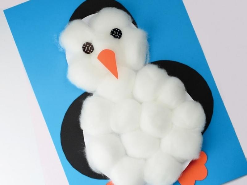 Cotton Balls Penguin Craft