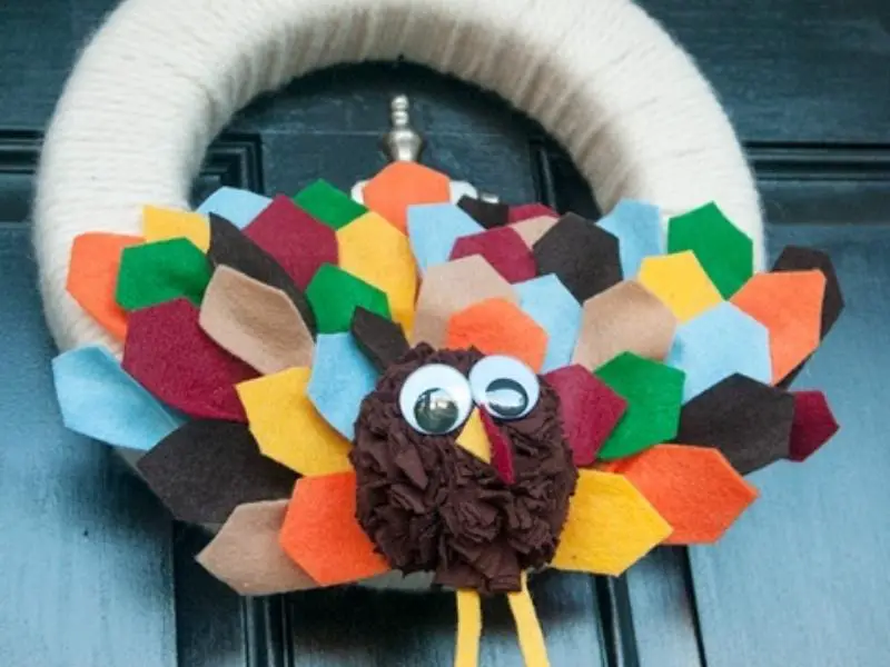 Pom-Pom Turkey Wreath