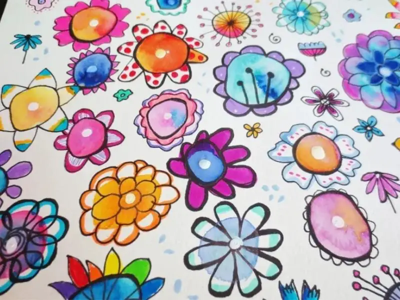 Watercolor Doodle Flowers