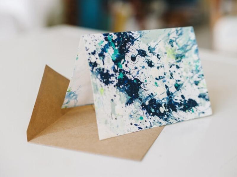 Monogrammed Paint Splatter Cards