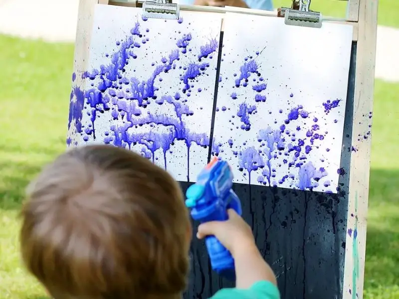 Squirt Gun Splatter Painting for Kids