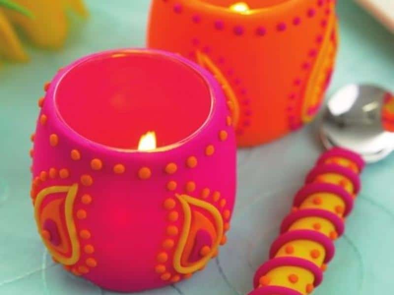 Funky Polymer Clay Candle Holder
