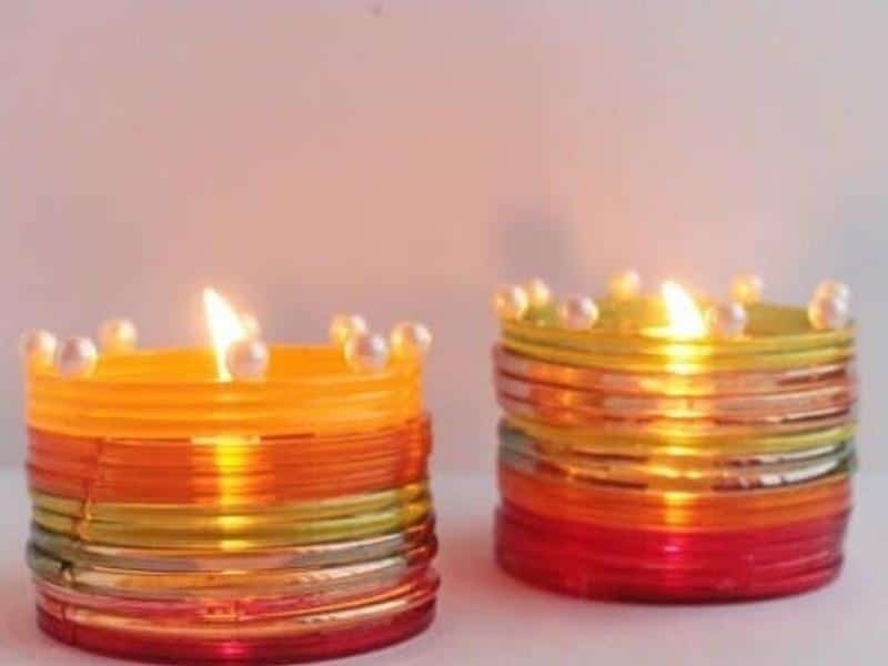 Glass Bangles Candle Holder