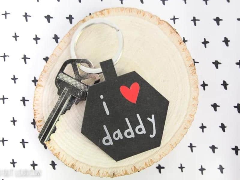 I Love Daddy Leather Keychain