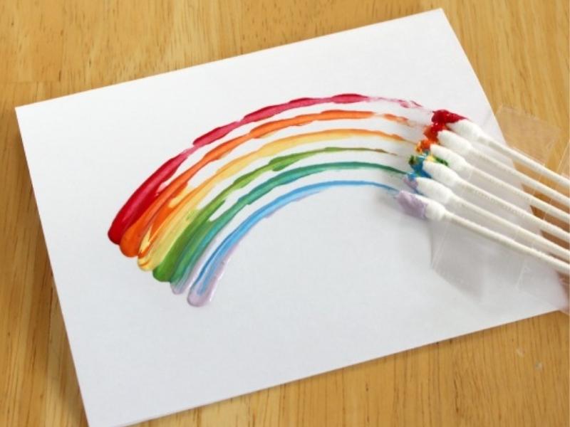 Painting Rainbows with Q-Tips
